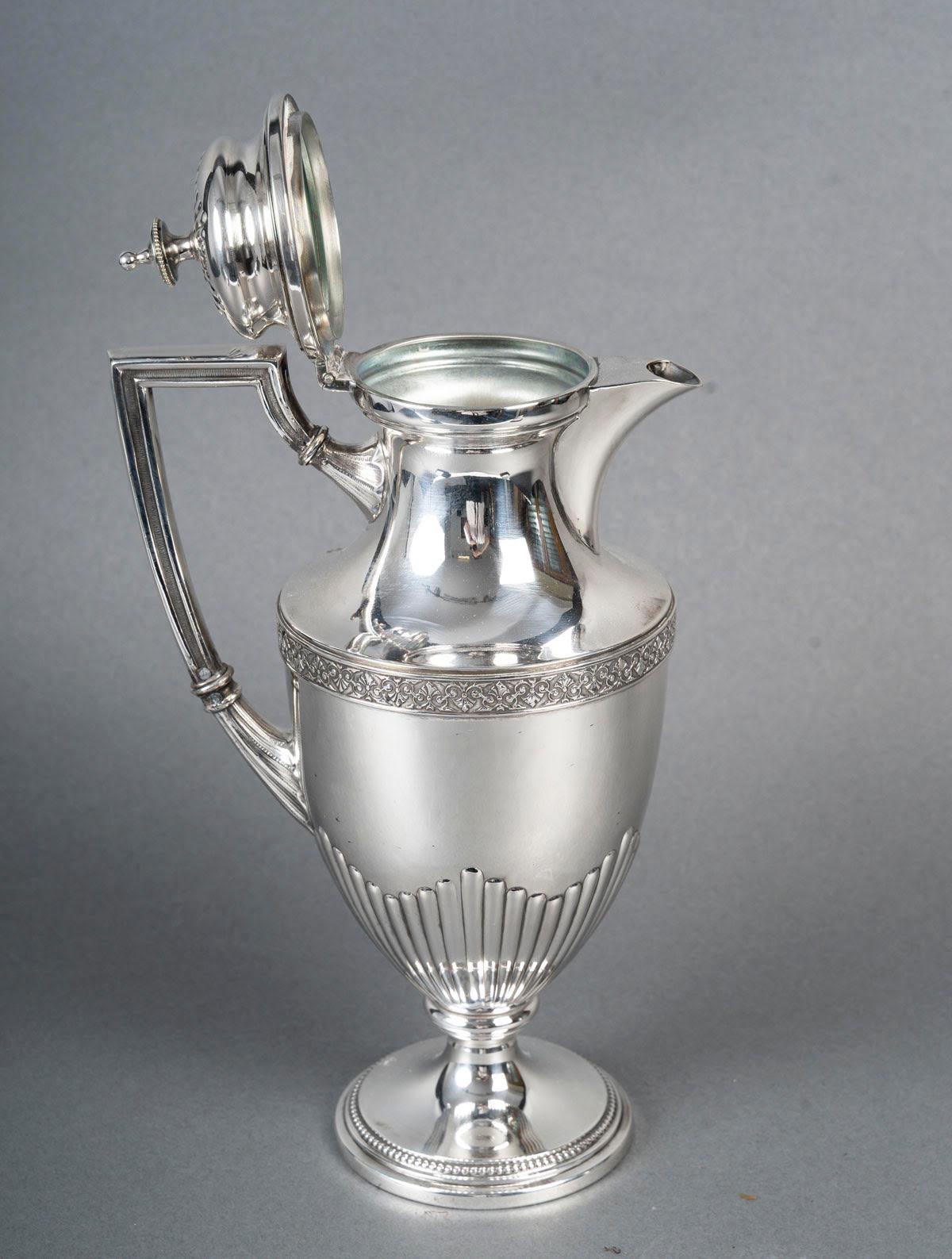 French Early 20th Century Silver-Plated Decanter, Napoleon III Style. For Sale