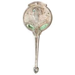 Early 20th Century Silver Plated French Art Nouveau Hand Mirror, 1900s