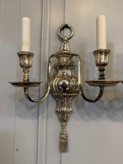 Early 20th Century Silver Plated Pair of Tassel Sconces by E.F. Caldwell & Co