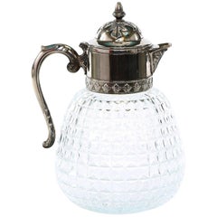Early 20th Century Silver Plated Top / Cut Glass Pitcher
