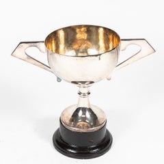 Early 20th Century Silver-Plated Trophy with Handles on Ebonized Base