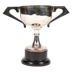 Early 20th Century Silver-Plated Trophy with Handles on Ebonized Base
