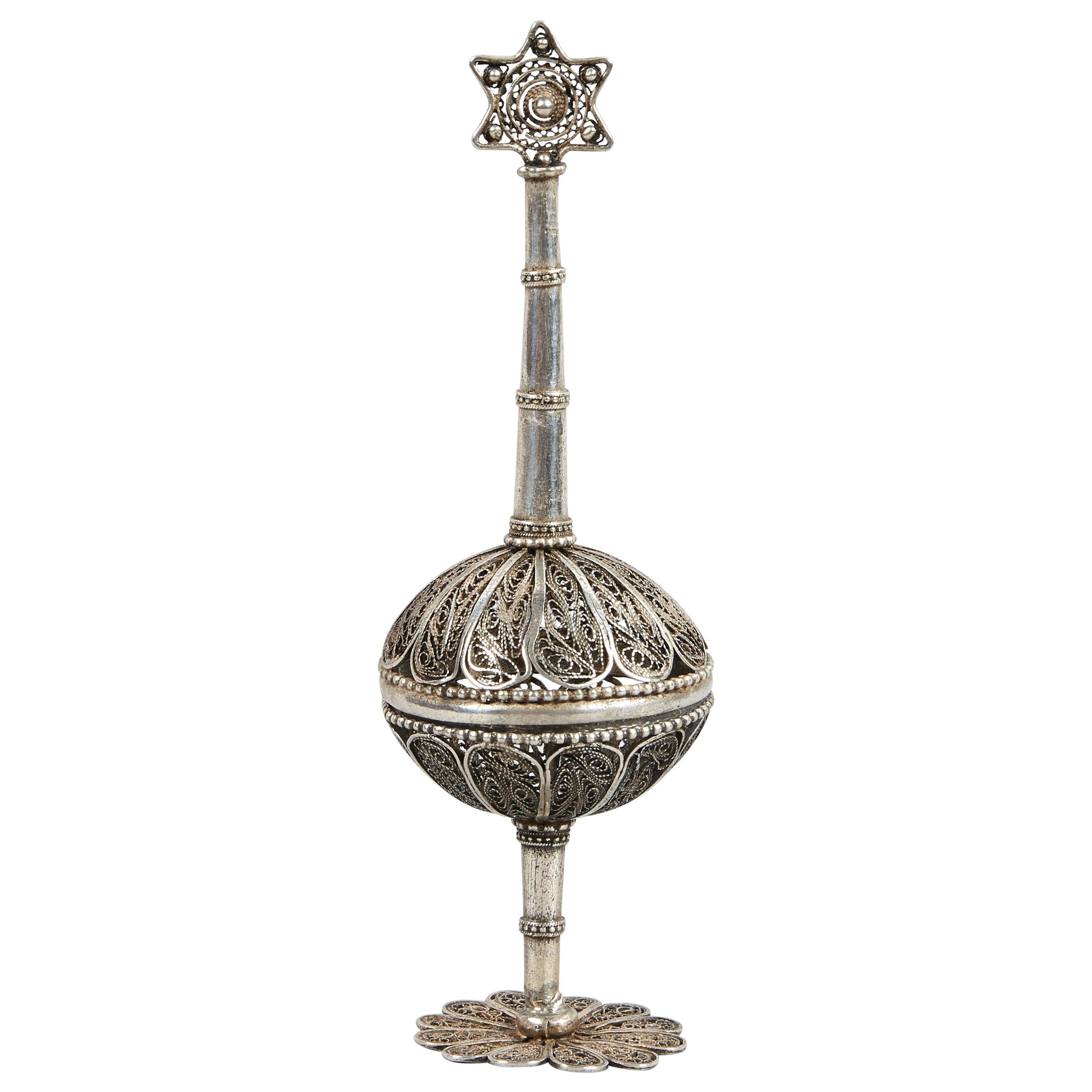 Early 20th Century Silver Spice Box Attributed to Bezalel School Jerusalem For Sale