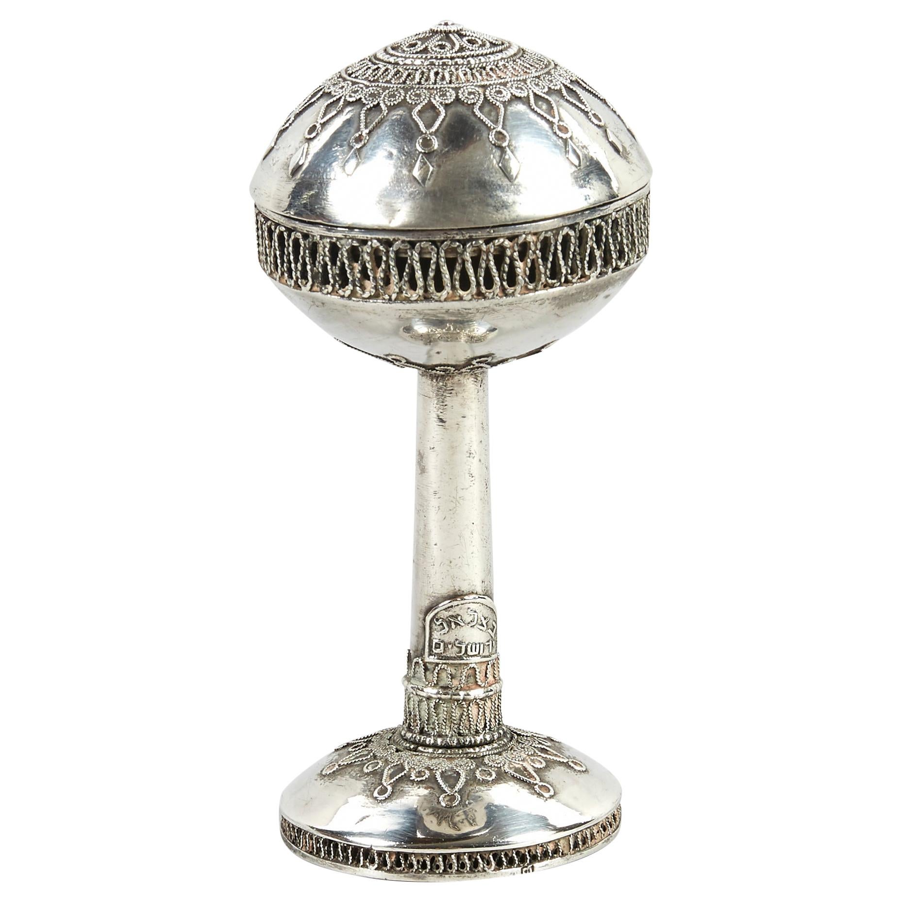 Early 20th Century Silver Spice Tower by Bezalel School Jerusalem