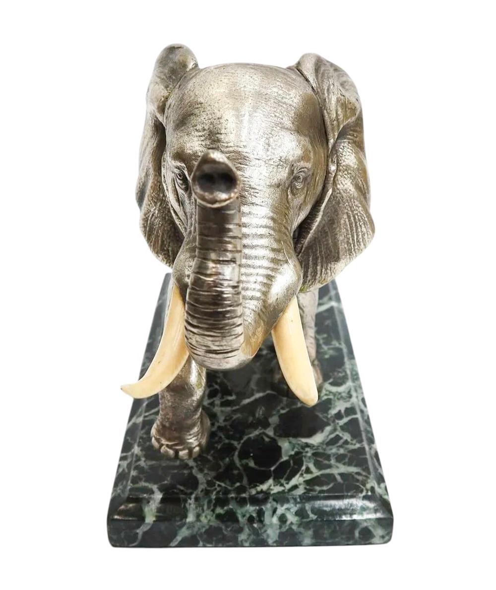 Tintero de bronce plateado de principios del siglo XX con forma de elefante enjaezado Eduardiano en venta
