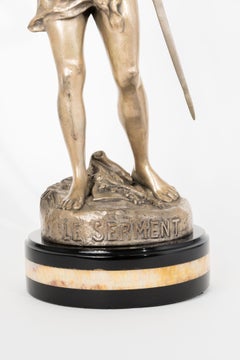 Early 20th Century Silvered Bronze Sculpture Le Serment by Ruffany