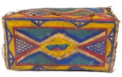 Early 20th-C Sioux Parfleche Box with Hand-Painted Geometric Designs, c.1900
