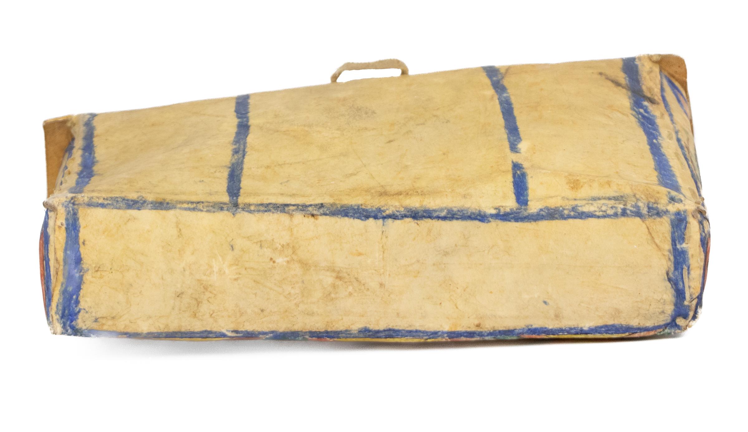 Hand-Crafted Early 20th-Century Sioux Parfleche Hide Box with Geometric Painted Designs For Sale