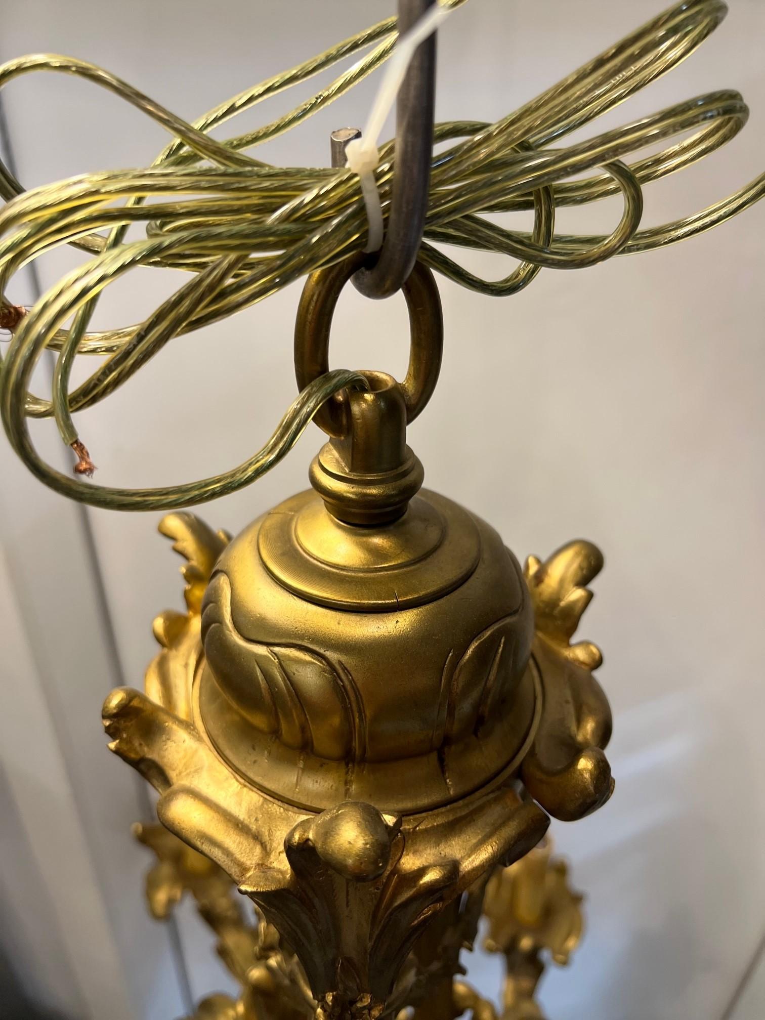 Late 19th Century Six Arm French Rococo Bronze Louis XV Style Chandelier For Sale 7