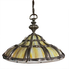 Early 20th Century Silver-Plated and Slag Glass Chandelier