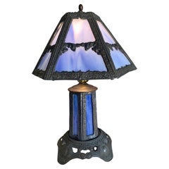 Lampe de table en verre de scories du début du 20e siècle