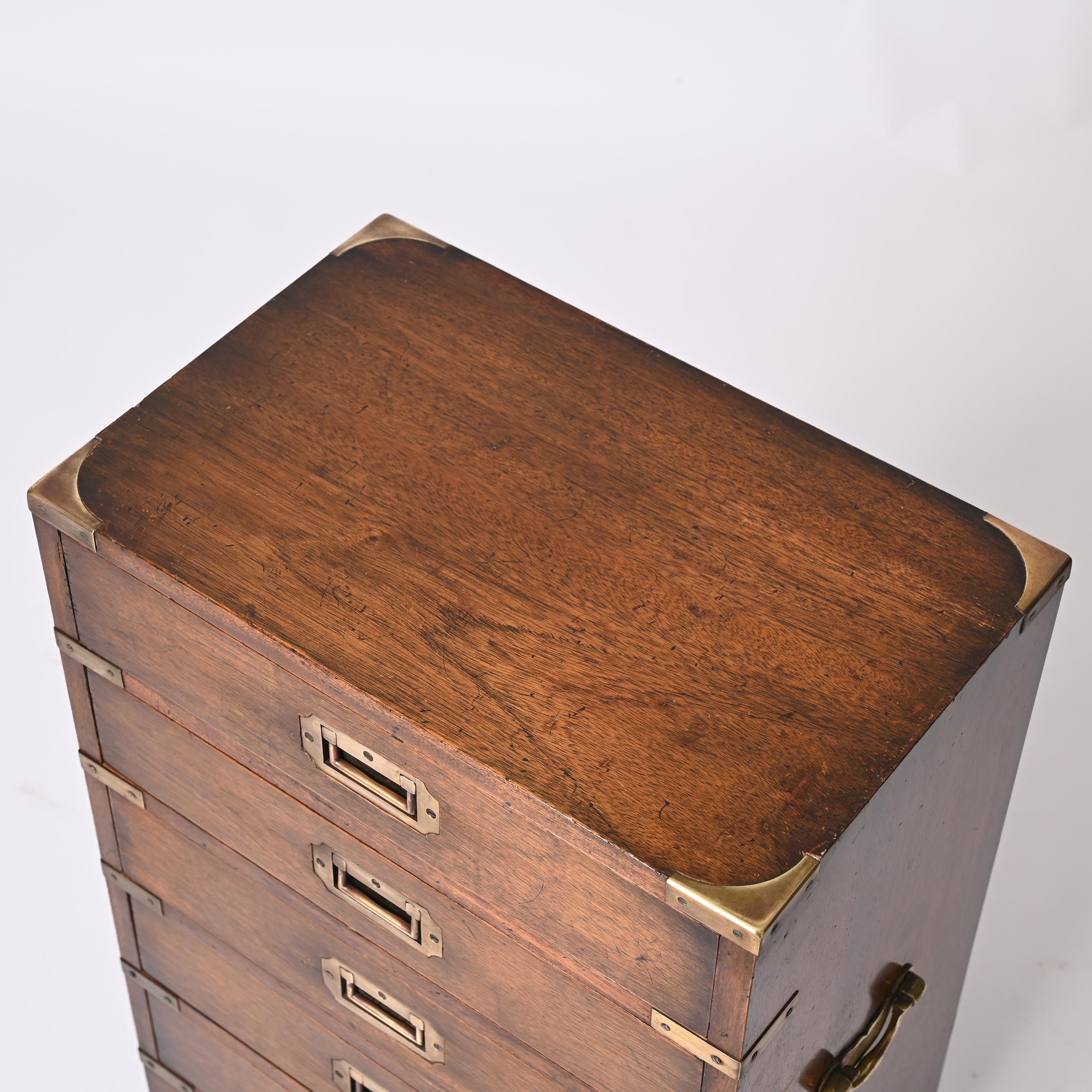 Early 20th Century Small and Rustic Wood and Brass Chest, 1920s For Sale 10