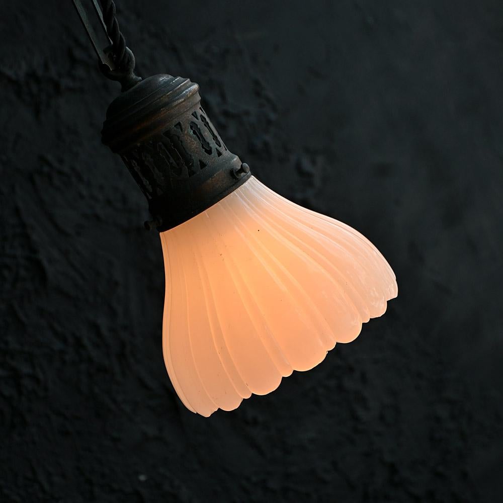 Early 20th Century Small Brass and Glass Ceiling Light #2 For Sale 5