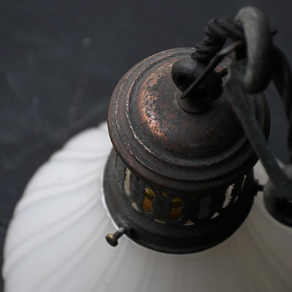 Early 20th Century Small Brass and Glass Ceiling Light #2 For Sale 7