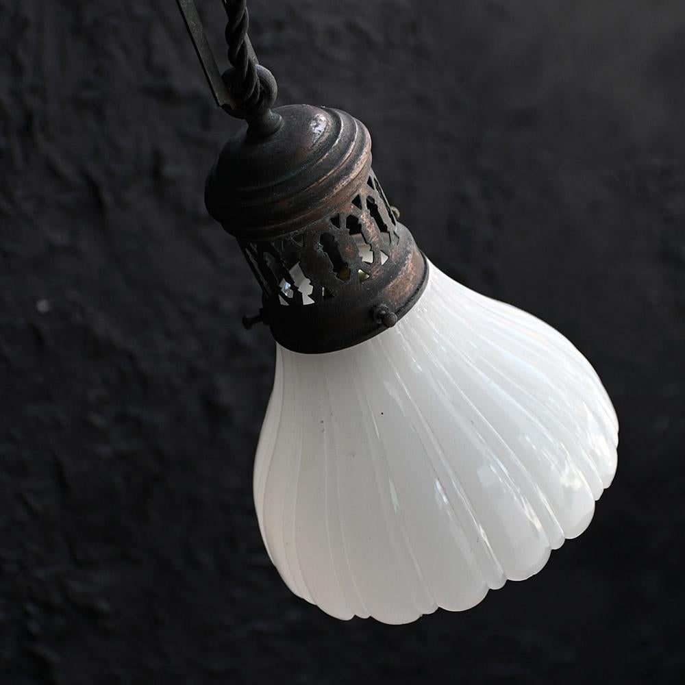 French Early 20th Century Small Brass and Glass Ceiling Light #2 For Sale