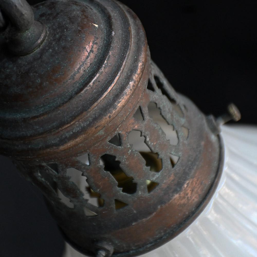 Hand-Crafted Early 20th Century Small Brass and Glass Ceiling Light #2 For Sale