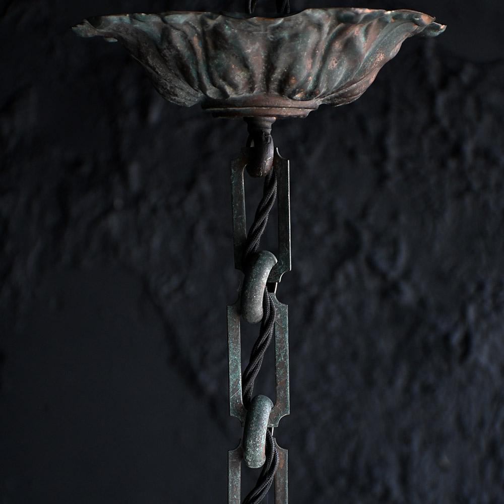 Early 20th Century Small Brass and Glass Ceiling Light #2 In Good Condition For Sale In London, GB