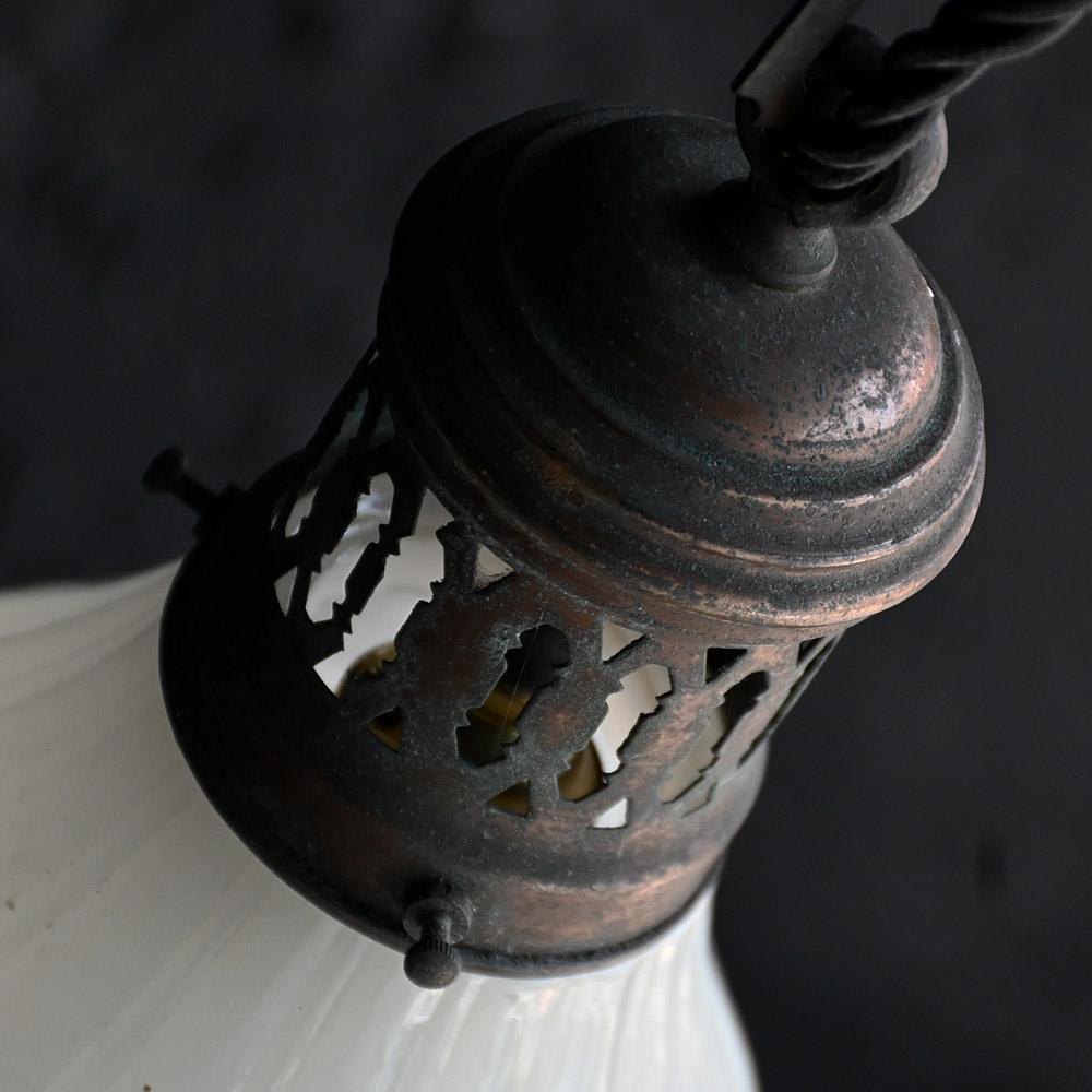 Early 20th Century Small Brass and Glass Ceiling Light #2 For Sale 3