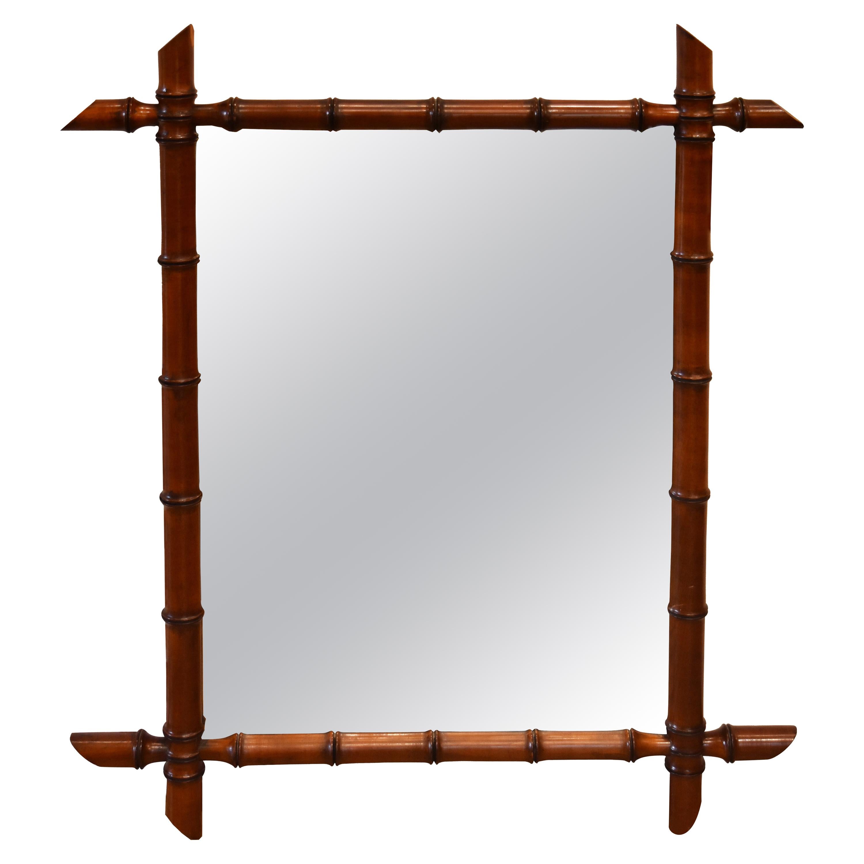 Early 20th Century Small French Faux Bamboo Mirror