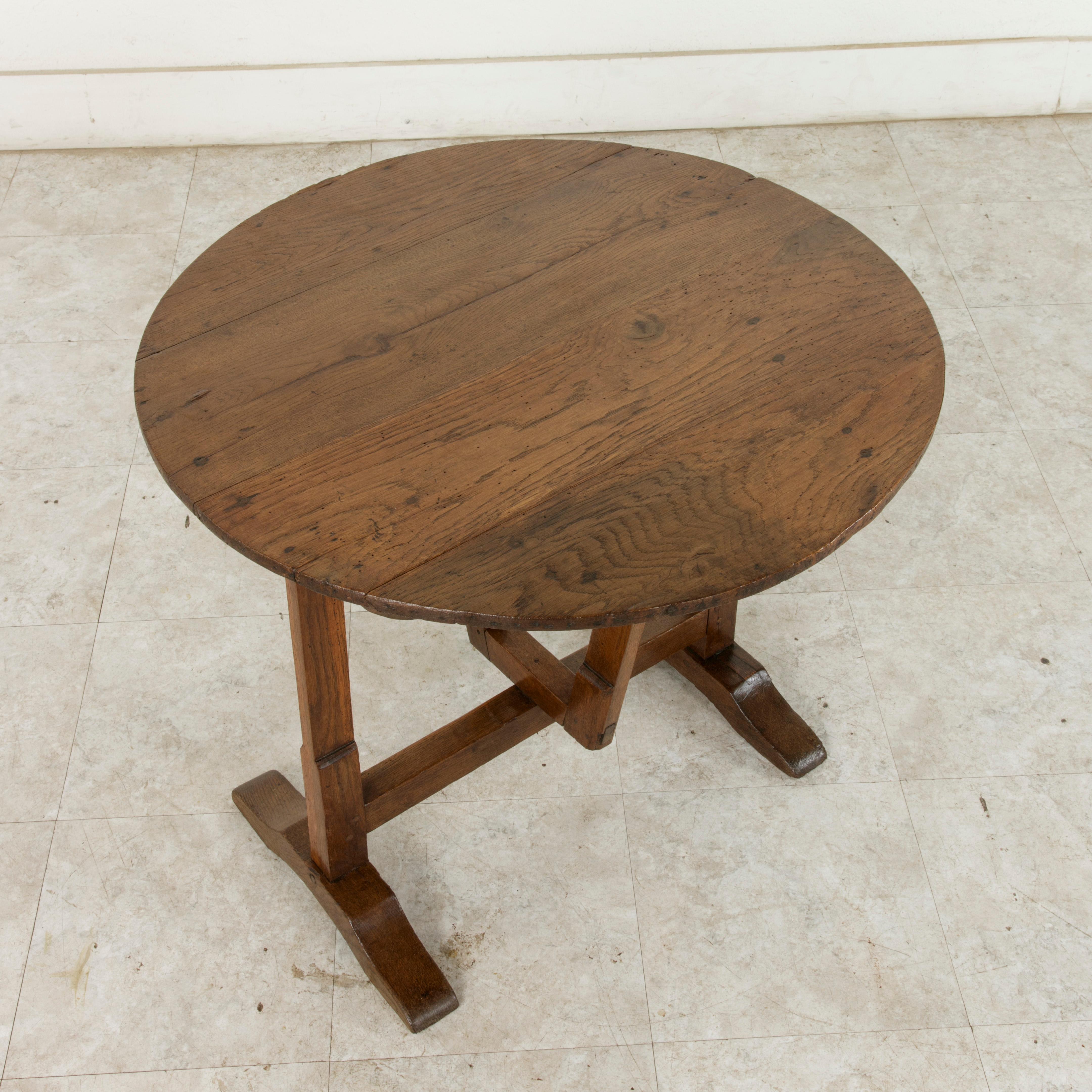 Early 20th Century Small French Oak Tilt Top Vineyard Table, Wine Tasting Table 6