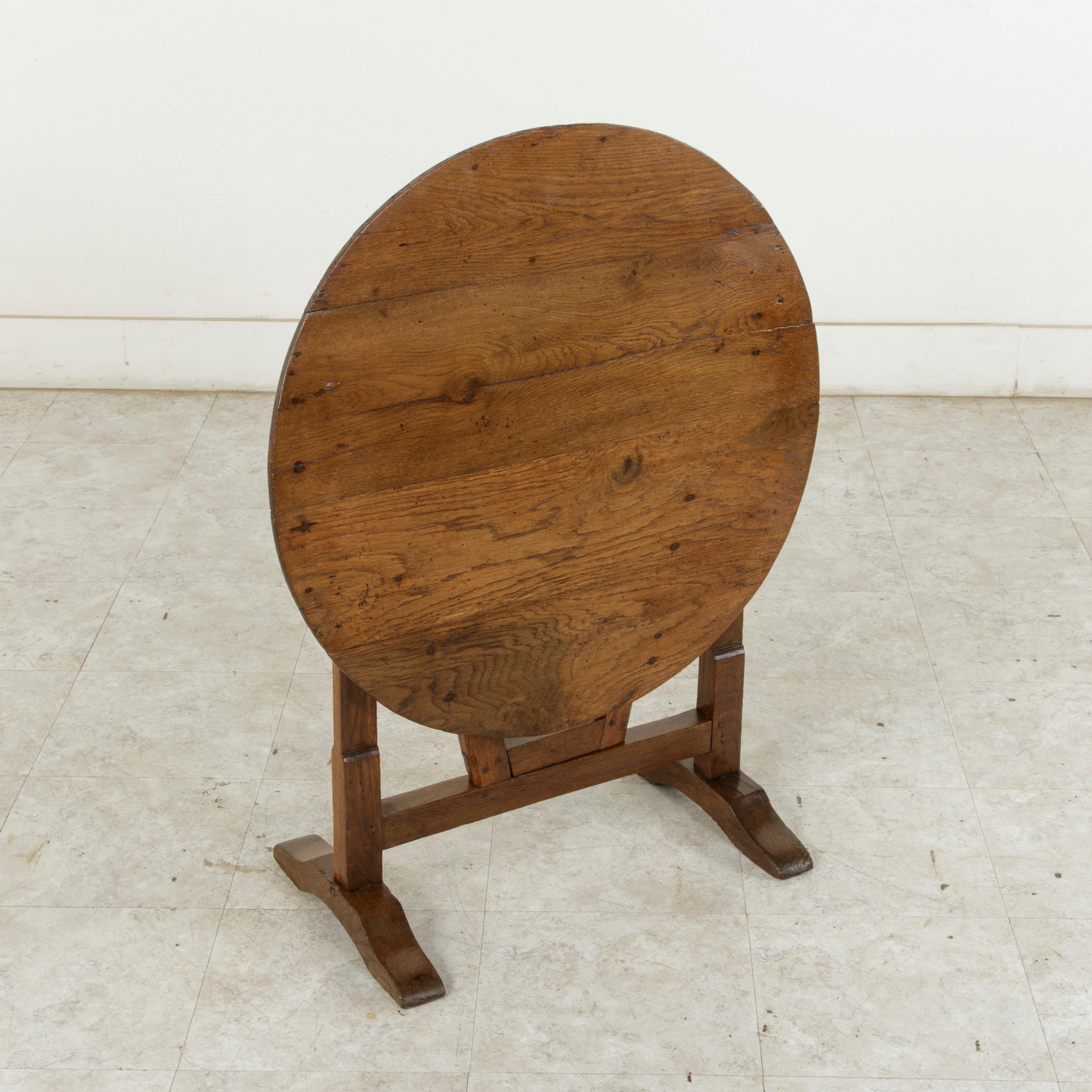 Early 20th Century Small French Oak Tilt Top Vineyard Table, Wine Tasting Table 7