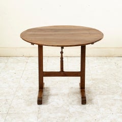 Early 20th Century Small French Oak Tilt Top Vineyard Table, Wine Tasting Table