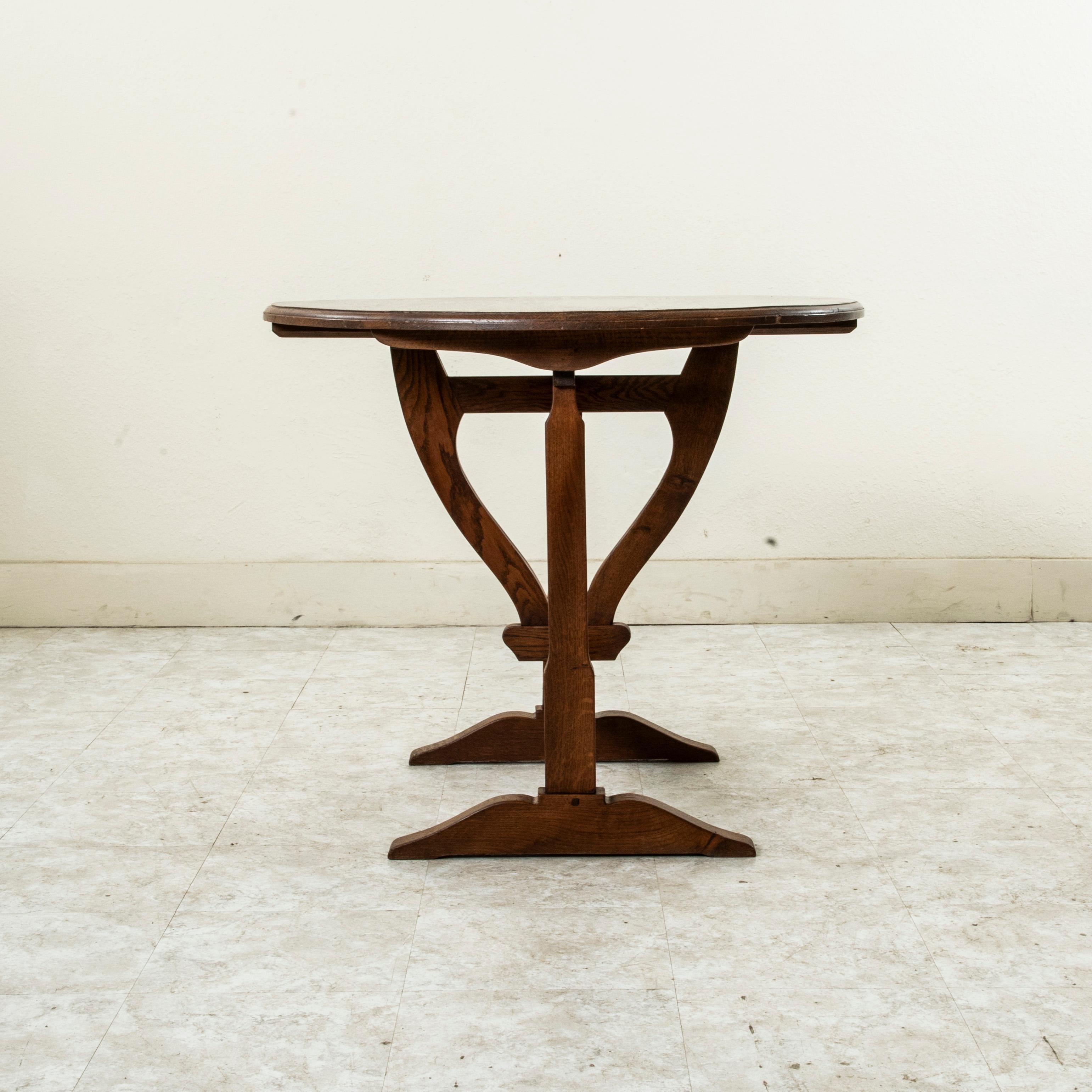 Early 20th Century Small French Oak Tilt Top Vineyard Table, Wine Tasting Table 1
