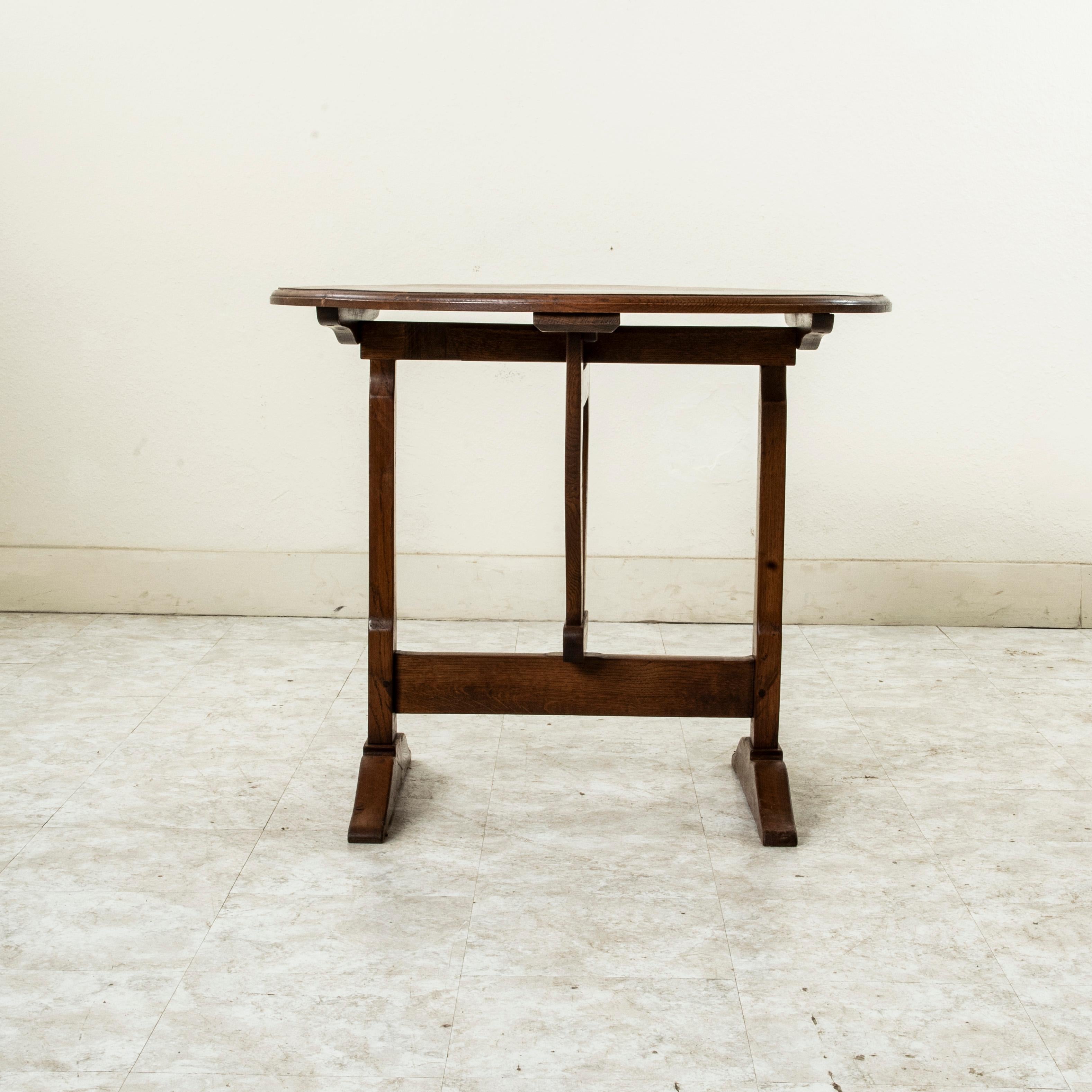 Early 20th Century Small French Oak Tilt Top Vineyard Table, Wine Tasting Table 2