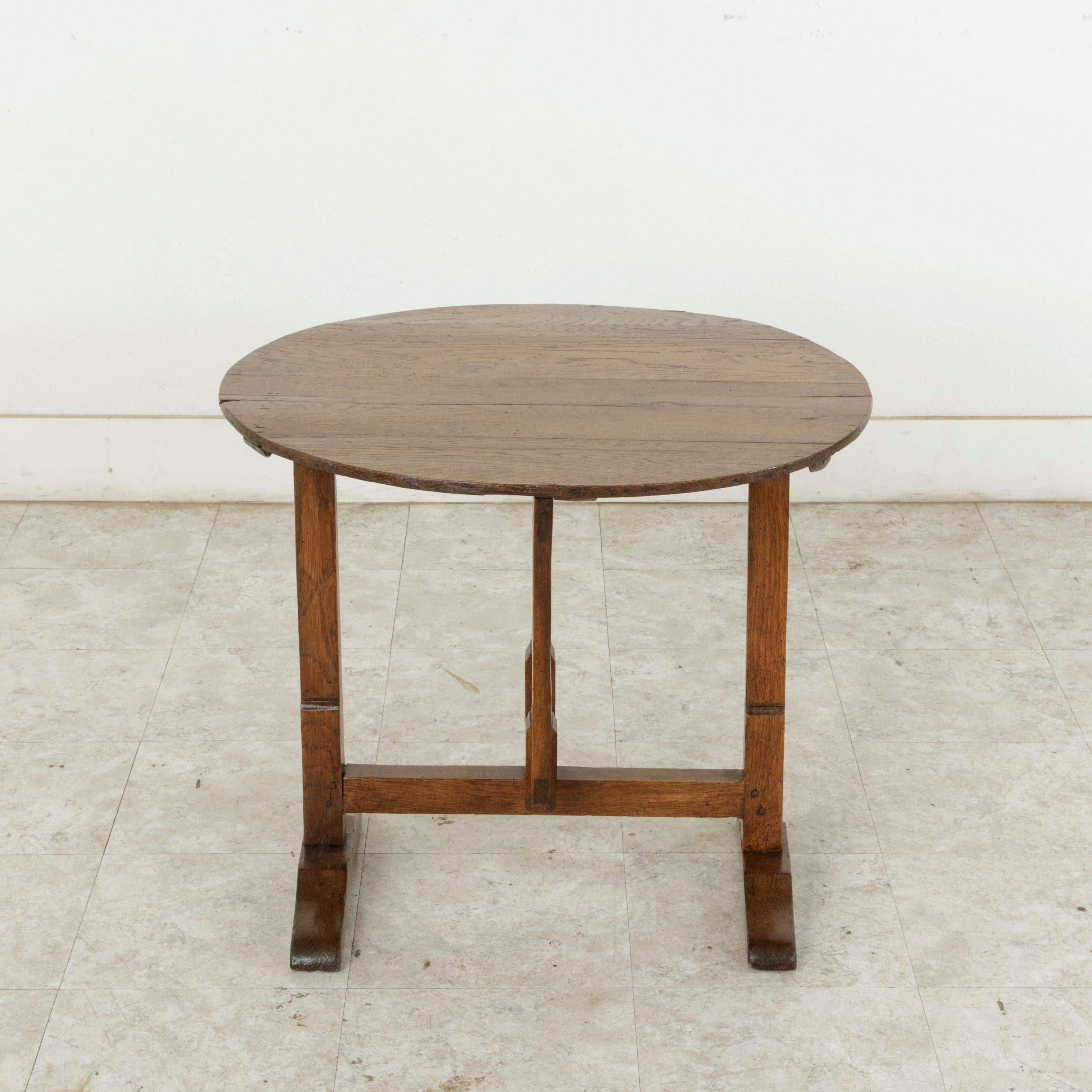 Early 20th Century Small French Oak Tilt Top Vineyard Table, Wine Tasting Table 2