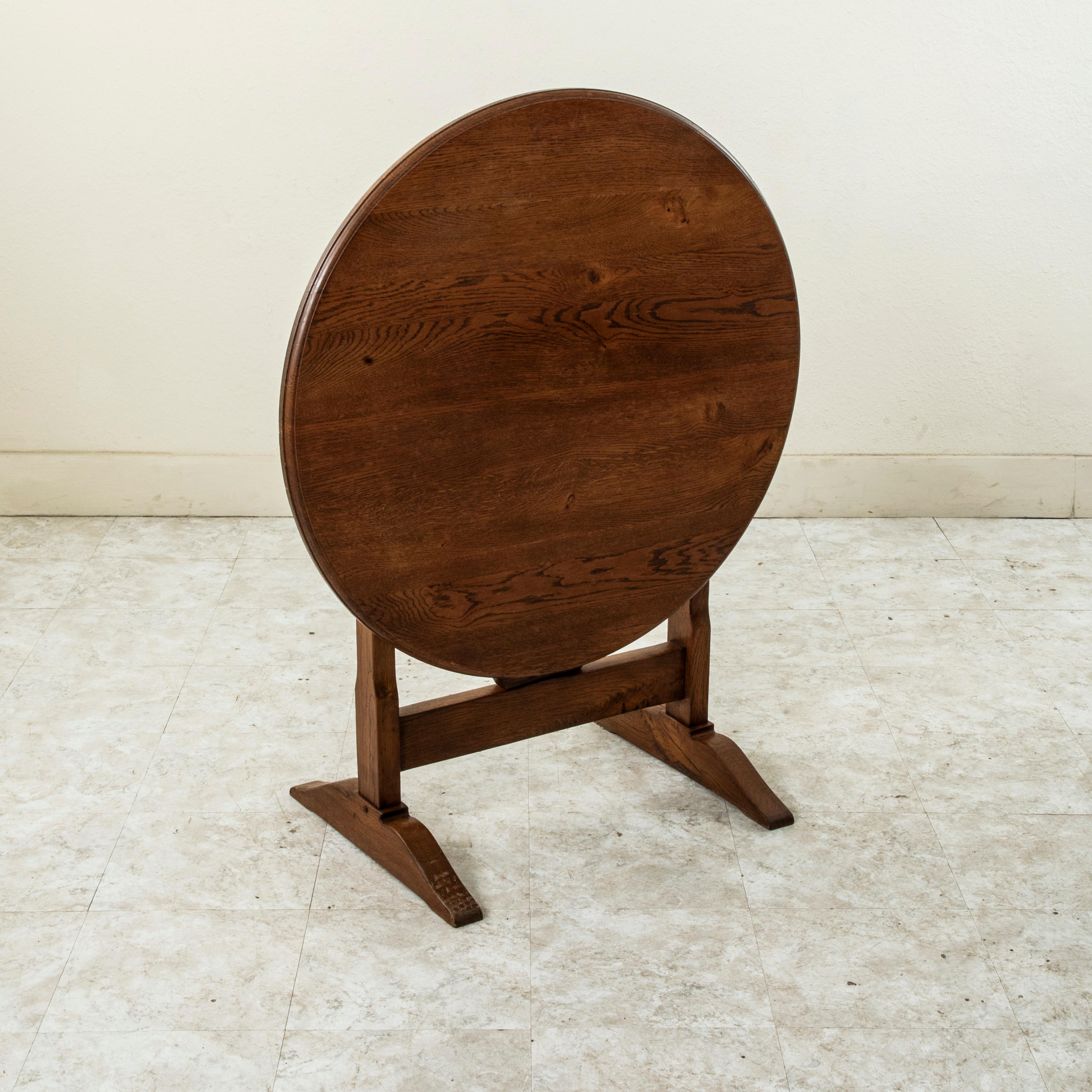 Early 20th Century Small French Oak Tilt Top Vineyard Table, Wine Tasting Table 3