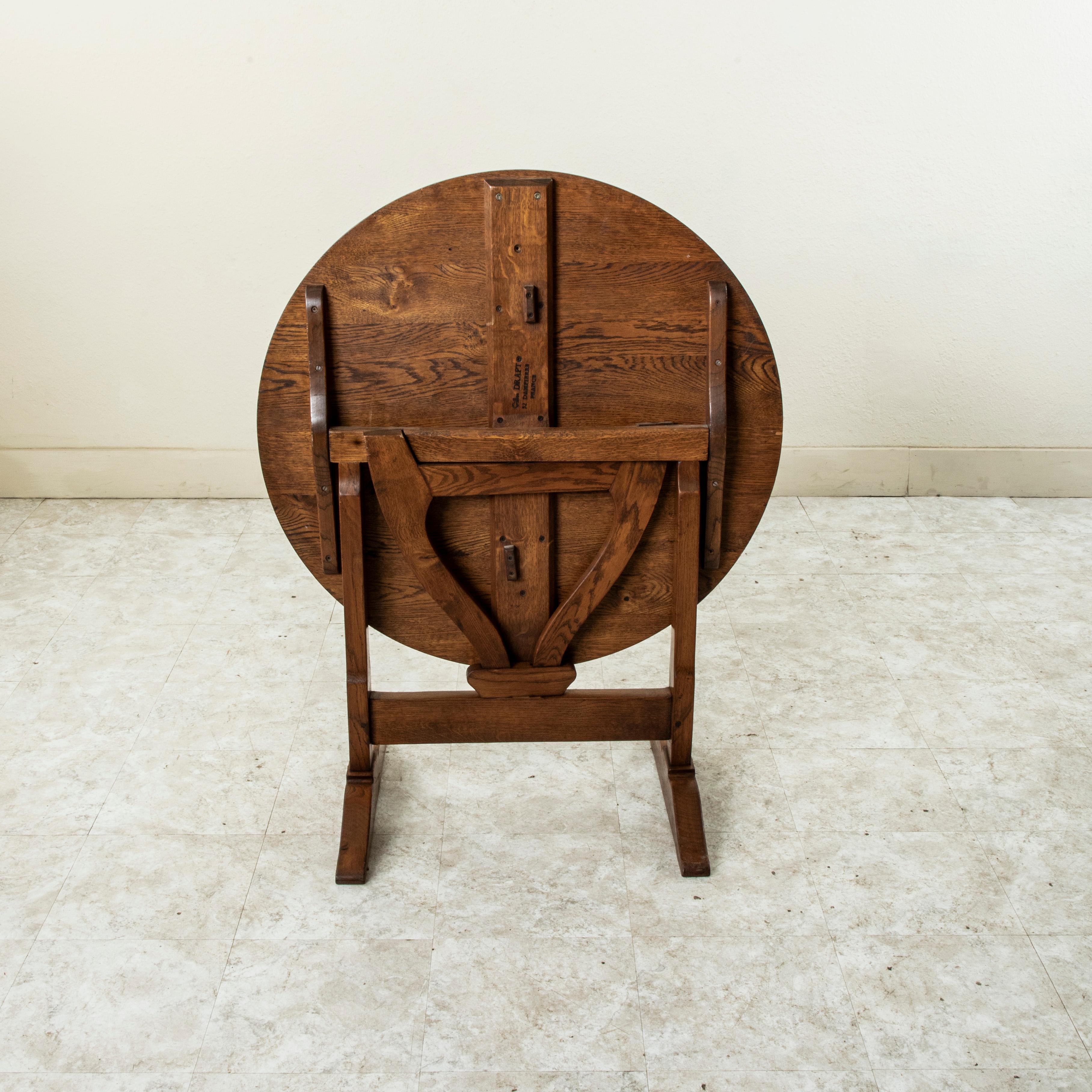 Early 20th Century Small French Oak Tilt Top Vineyard Table, Wine Tasting Table 4