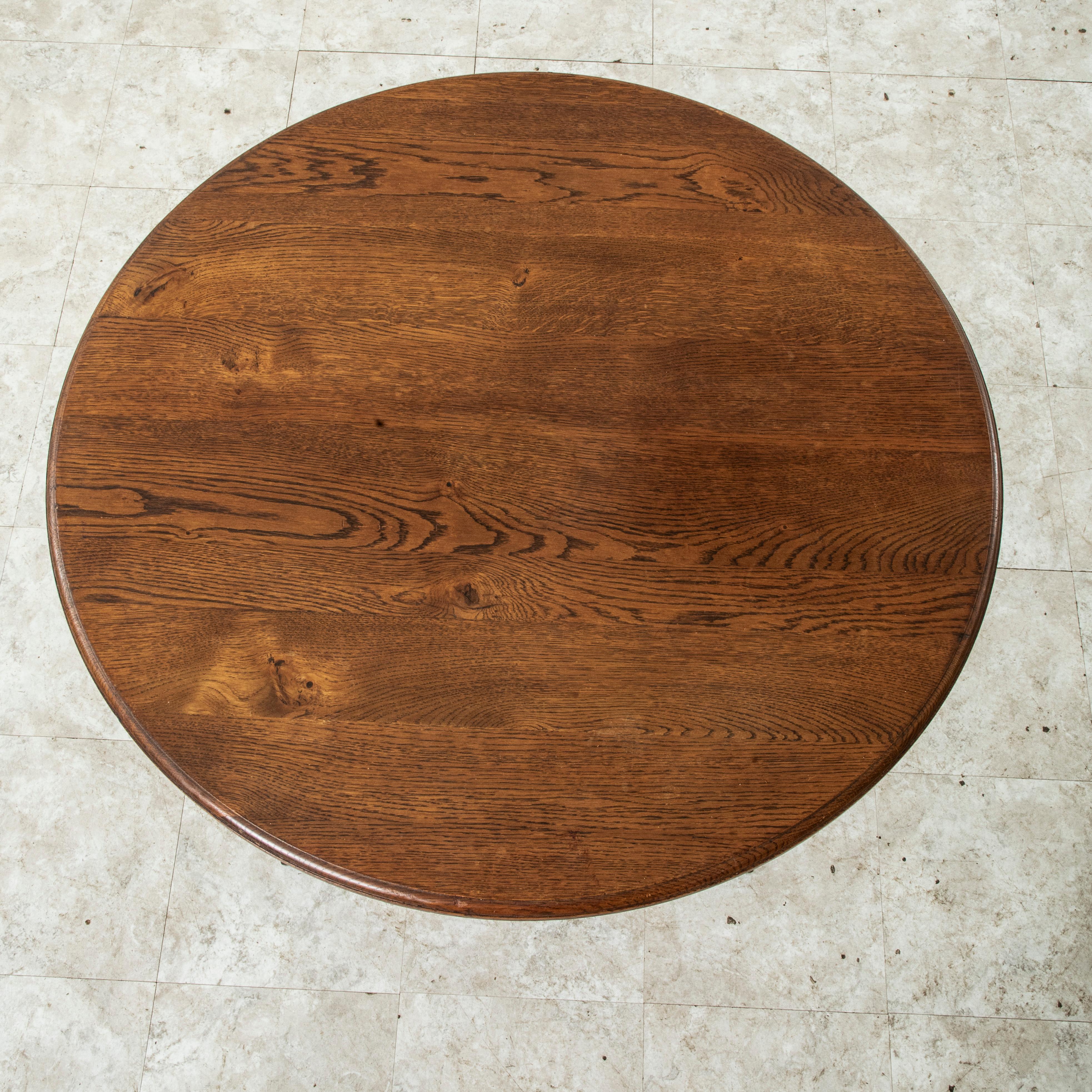 Early 20th Century Small French Oak Tilt Top Vineyard Table, Wine Tasting Table 6