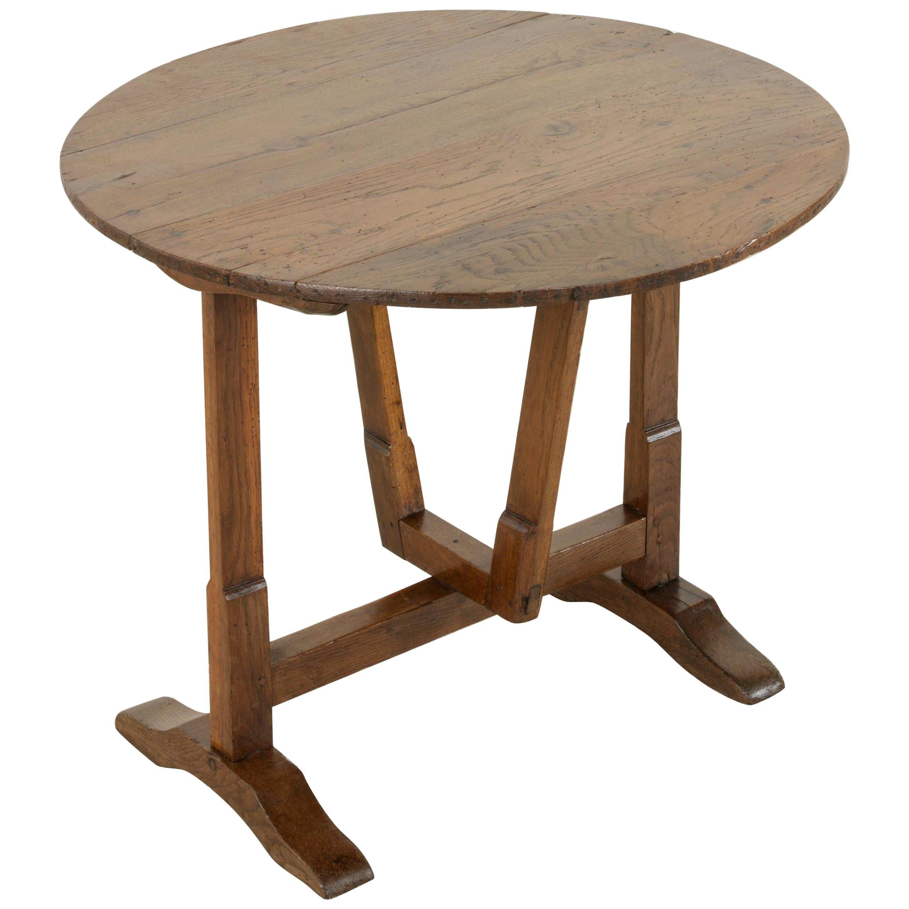 Early 20th Century Small French Oak Tilt Top Vineyard Table, Wine Tasting Table