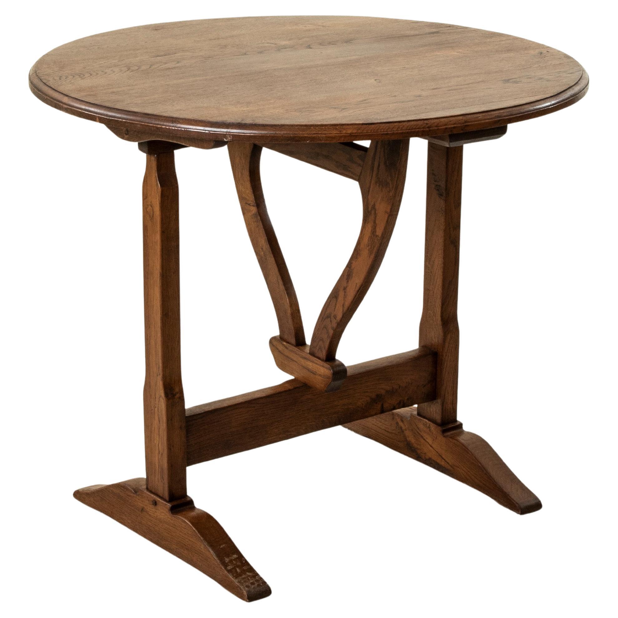 Early 20th Century Small French Oak Tilt Top Vineyard Table, Wine Tasting Table