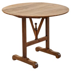 Early 20th Century Small French Oak Tilt Top Vineyard Table, Wine Tasting Table