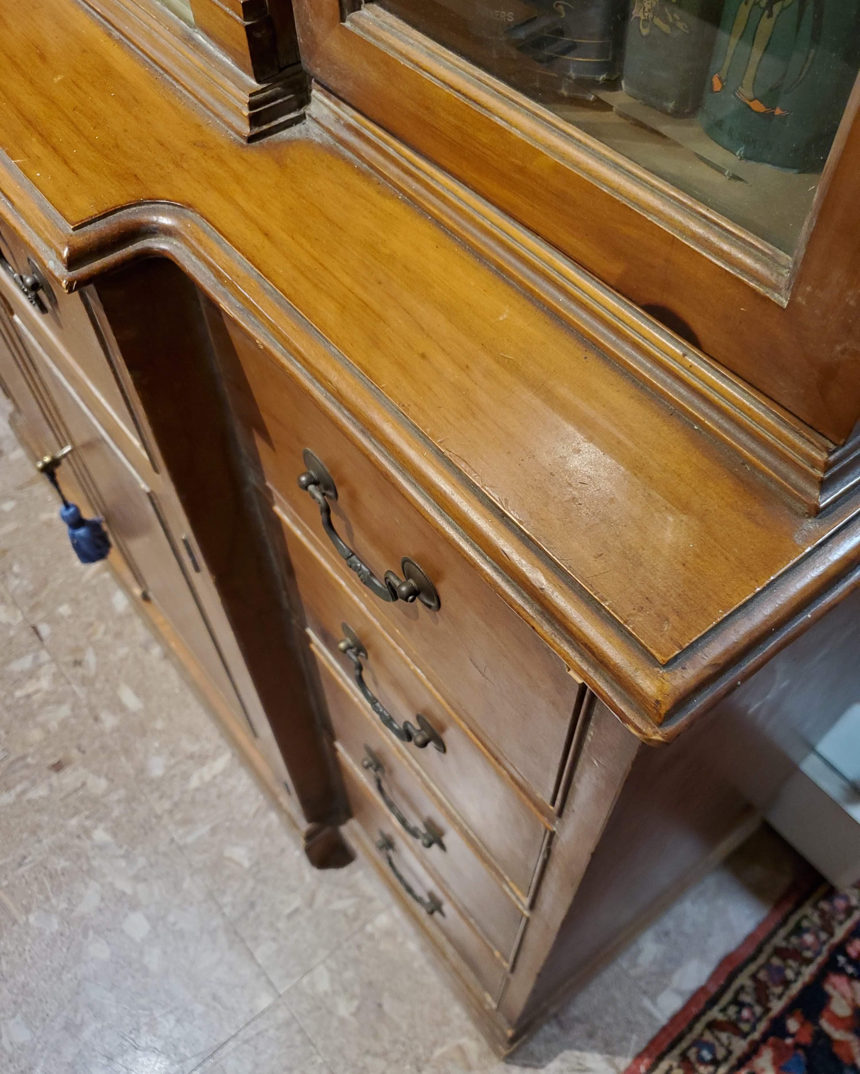 Early 20th Century Small Georgian Style Pine Breakfront Bookcase 5