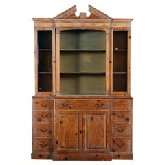 Early 20th Century Small Georgian Style Pine Breakfront Bookcase