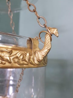 Early 20th Century Small Size Bell Jar Lantern with Etched Glass