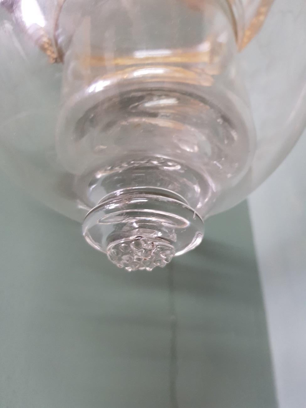 Early 20th Century Small Size Bell Jar Lantern with Etched Glass 3