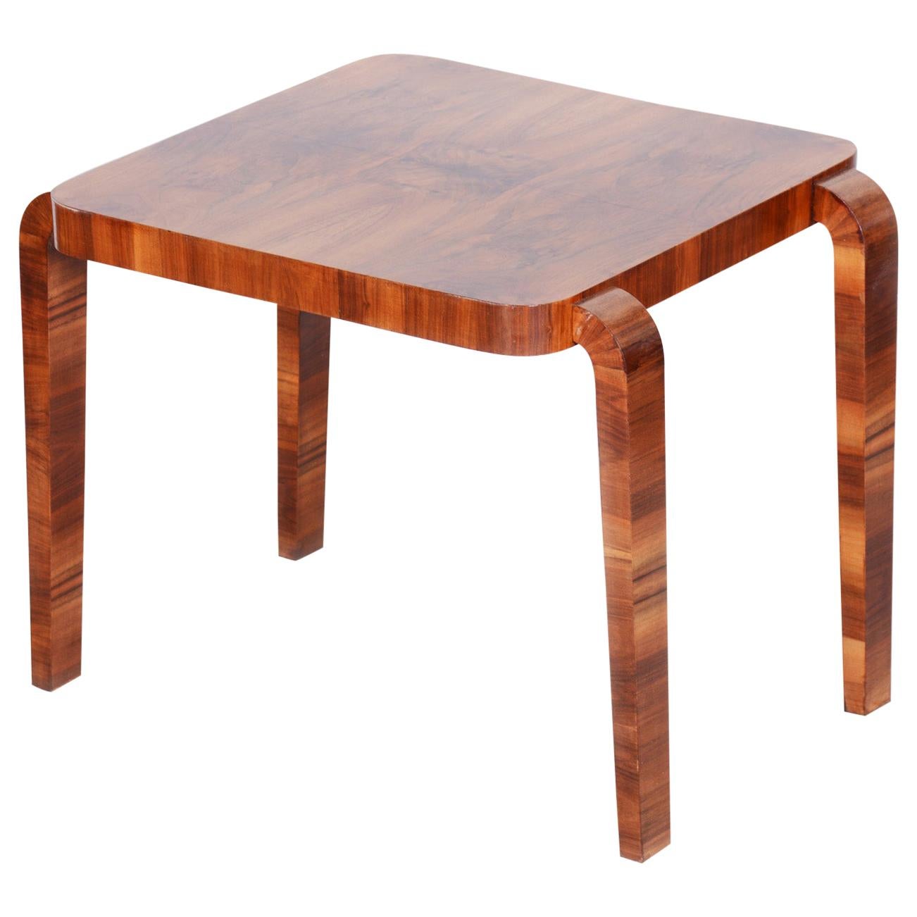 Early 20th Century Small Walnut Table by Jindrich Halabala, Up Zavody, 1930s For Sale
