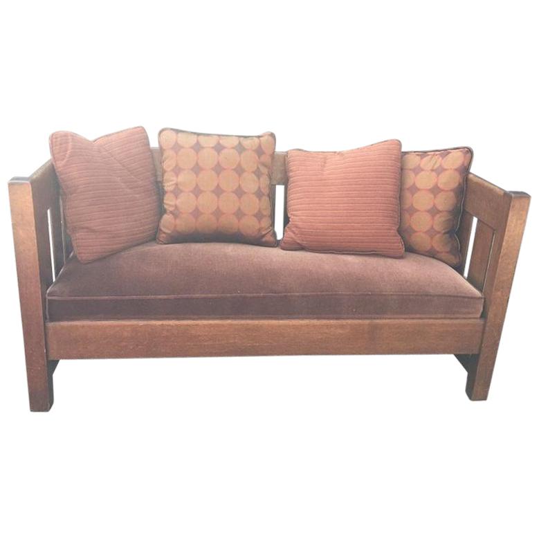 Traditional Prairie Style Arts and Crafts Sofa Phoenix Furniture Company For Sale