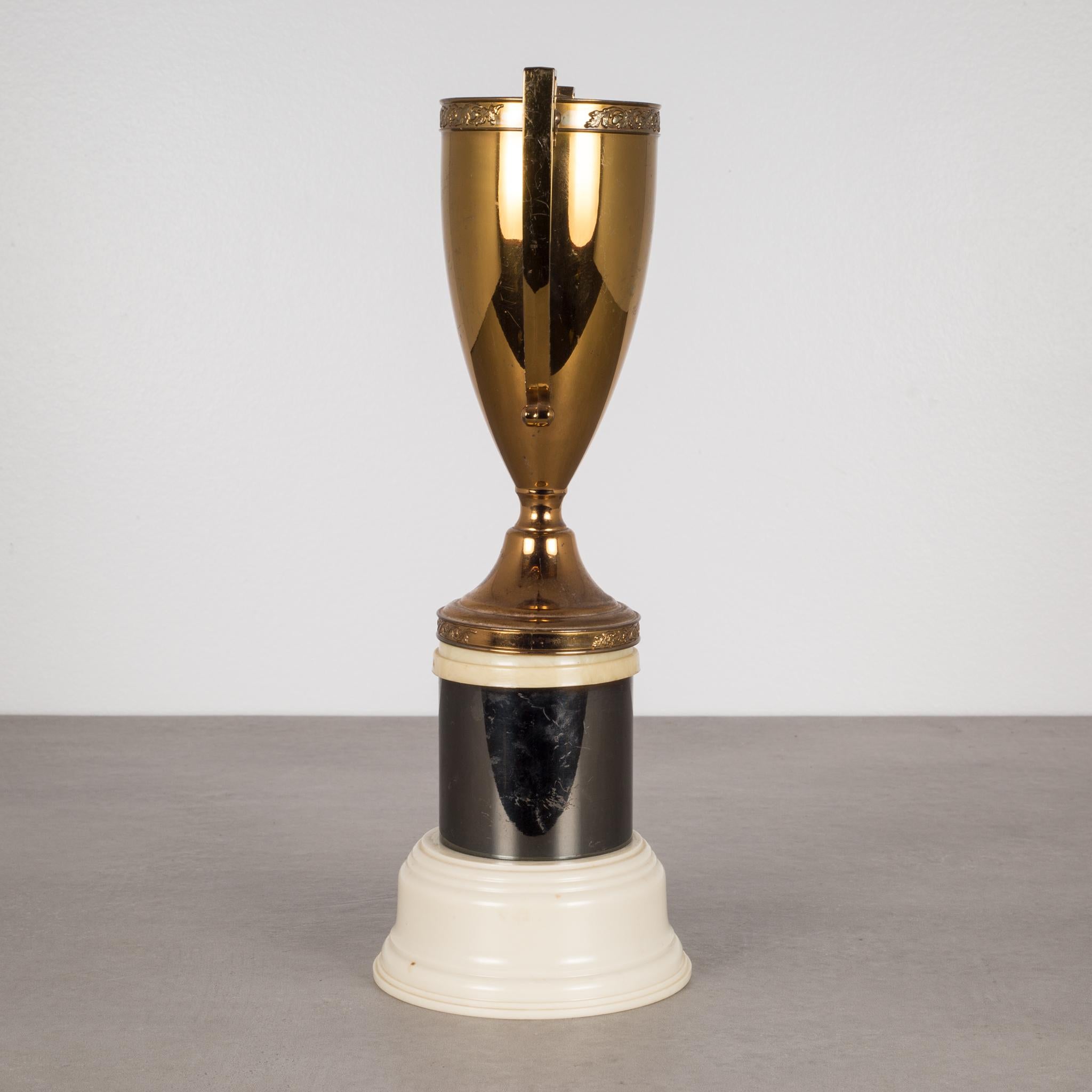 Early 20th Century Solid Brass and Bakelite Loving Cup Trophy, circa 1930s In Excellent Condition In San Francisco, CA