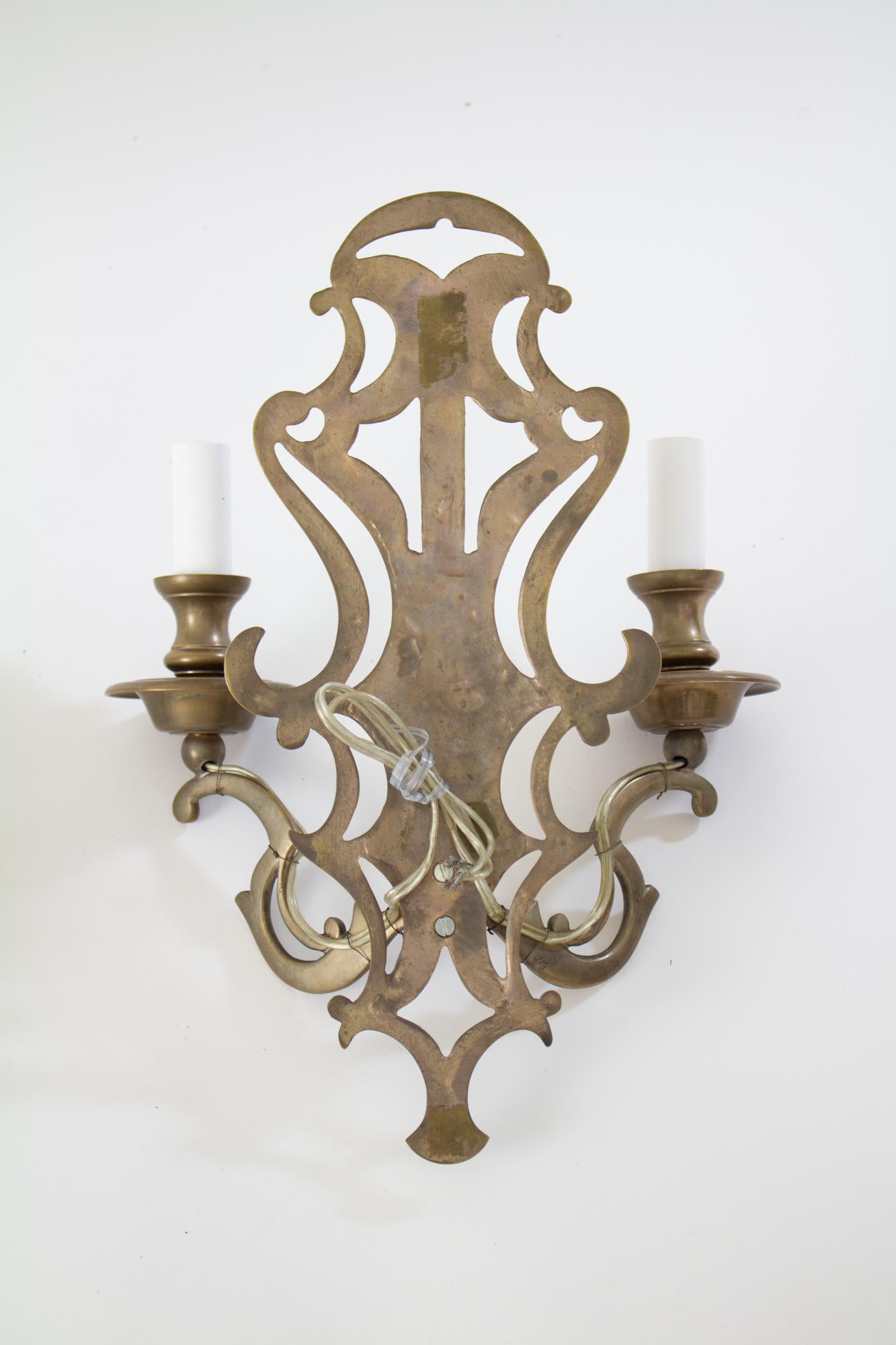 Early 20th Century Solid Brass Sconces - a Pair For Sale 2