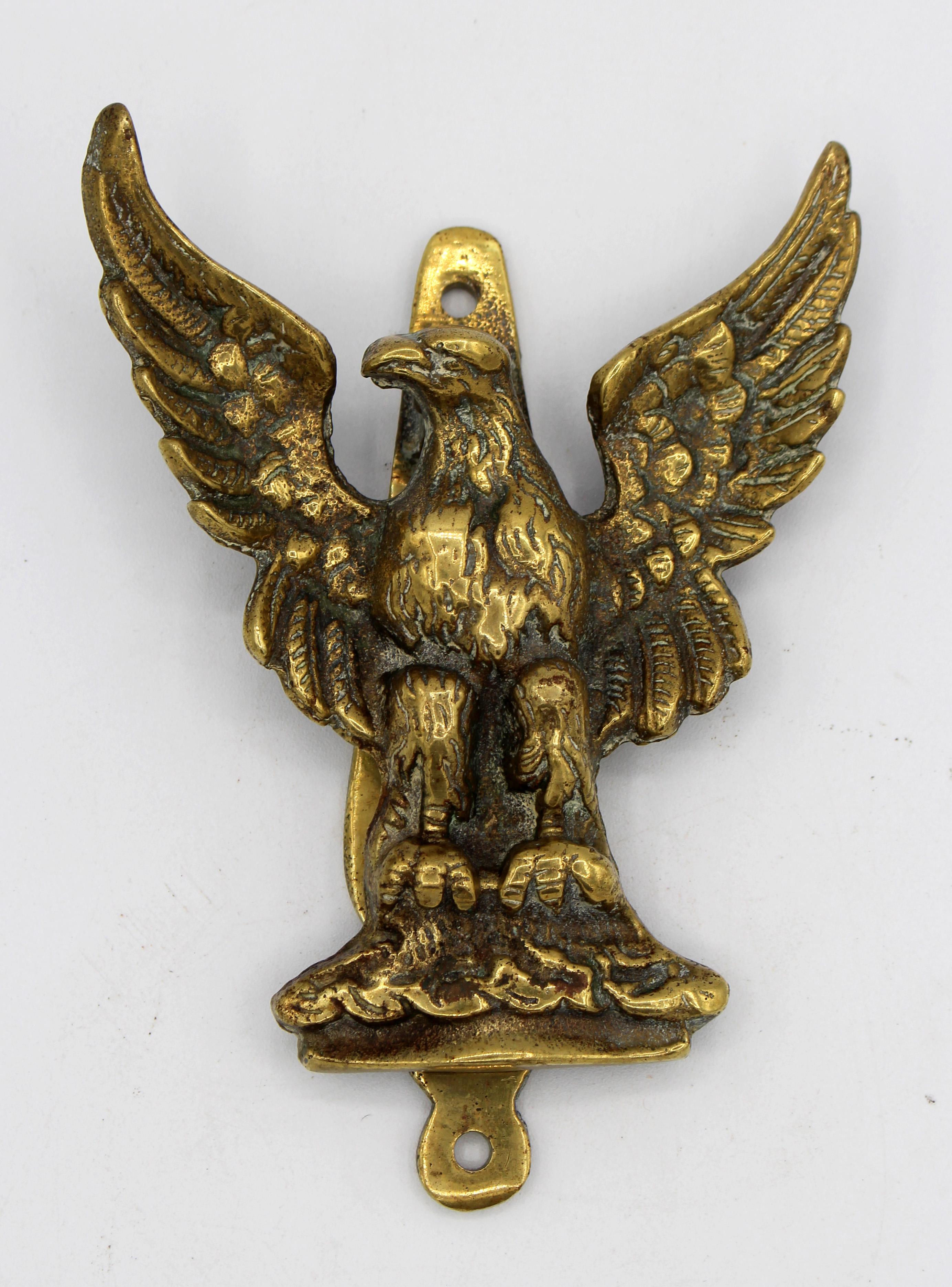 Early 20th century solid cast brass eagle door knocker, English. Very well modeled and good weight. 5