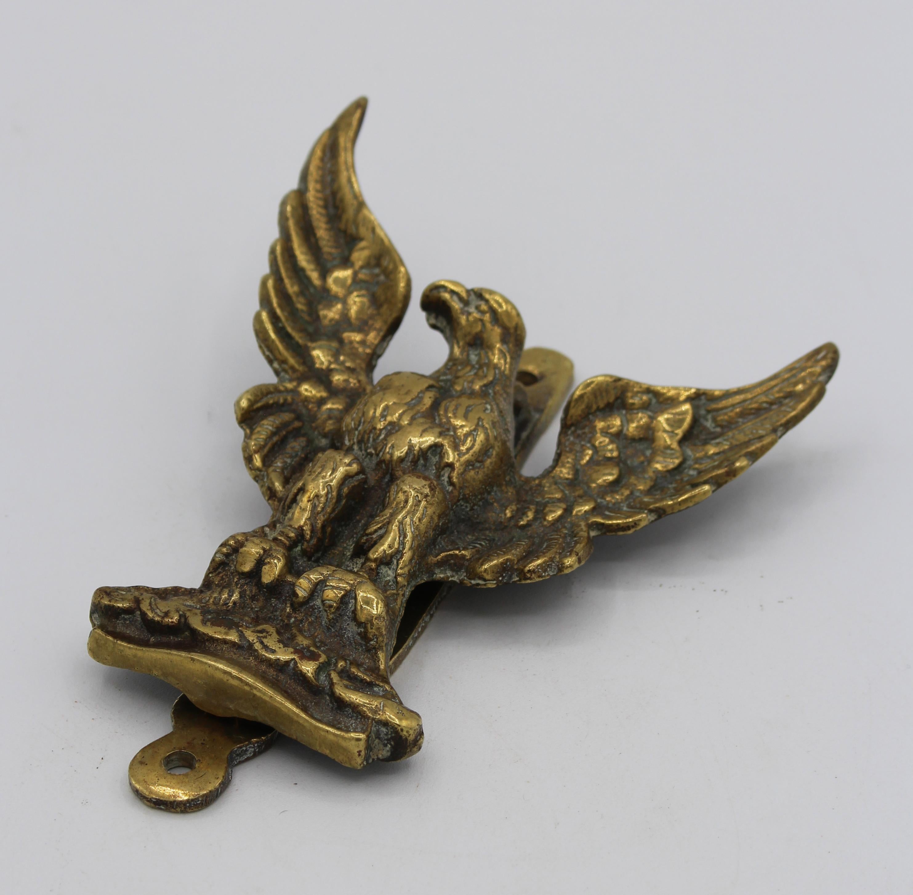 Early 20th Century Solid Cast Brass Eagle Door Knocker In Good Condition In Chapel Hill, NC