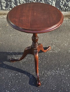 Early 20th Century Solid Cherry Pedestal Tripod Candle Stand with Snake Feet