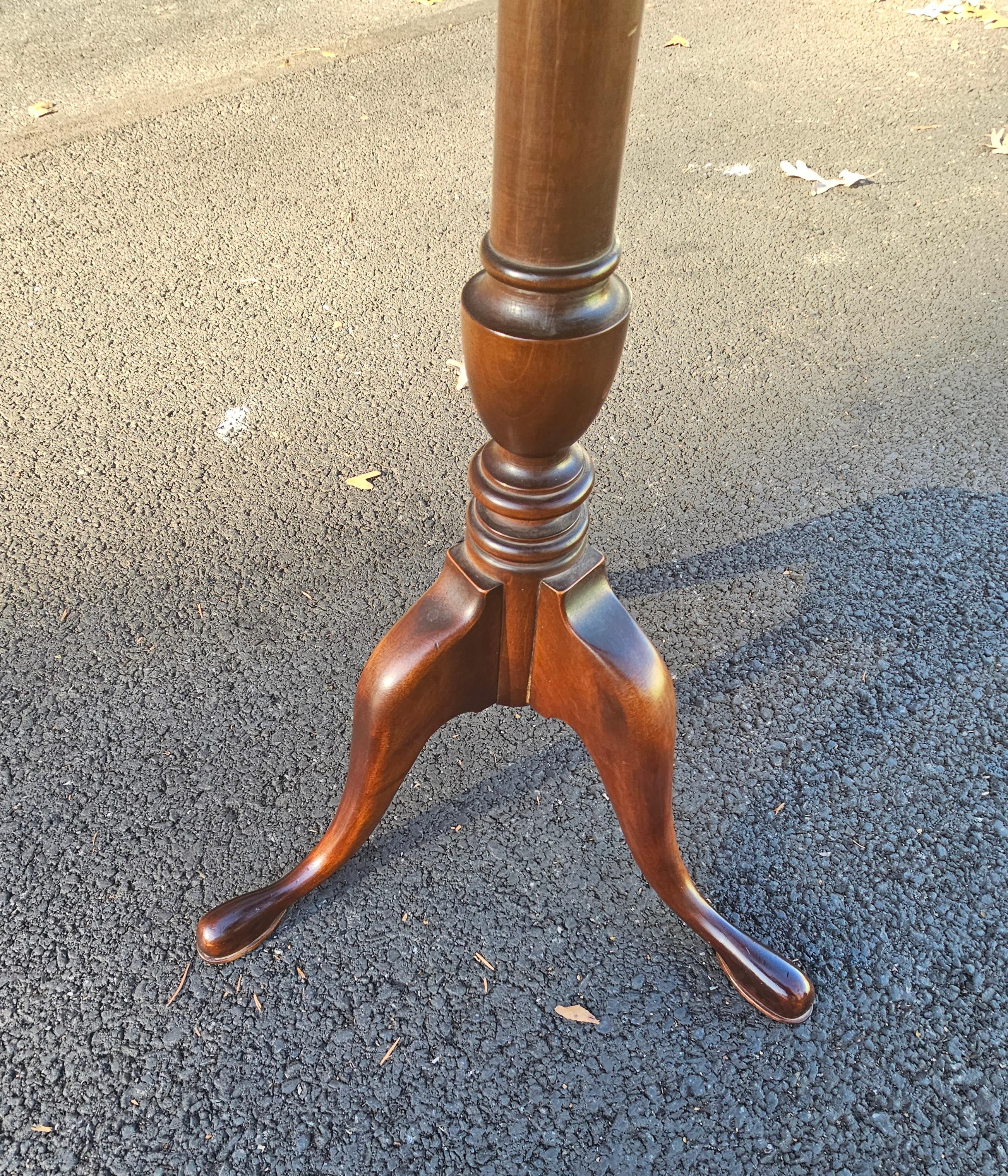 George III Early 20th Century Solid Cherry Pedestal Tripod Candle Stand with Snake Feet For Sale