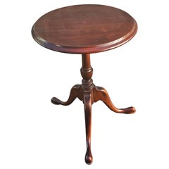 Early 20th Century Solid Cherry Pedestal Tripod Candle Stand with Snake Feet