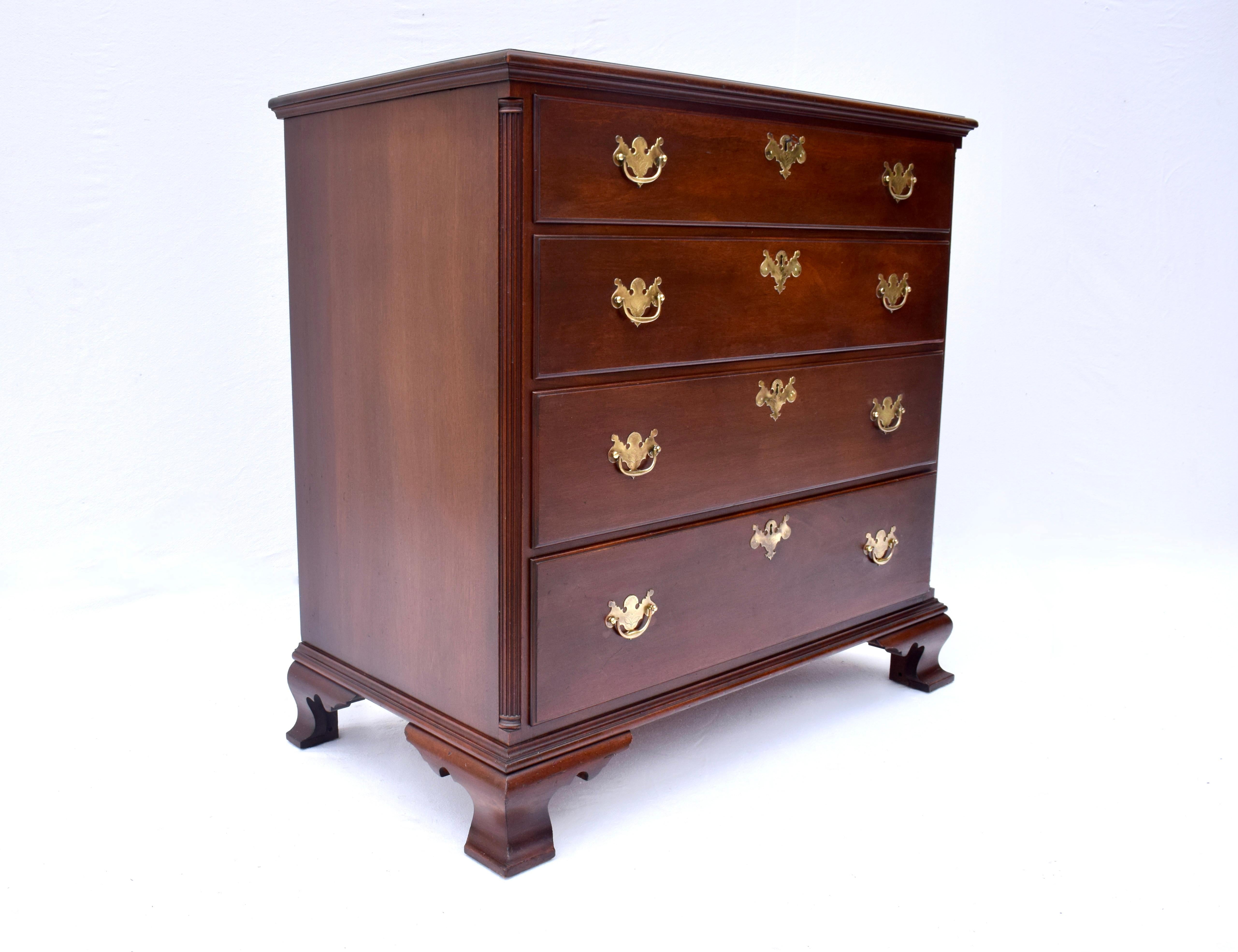Etched Early 20th Century Solid Mahogany Chippendale Dresser