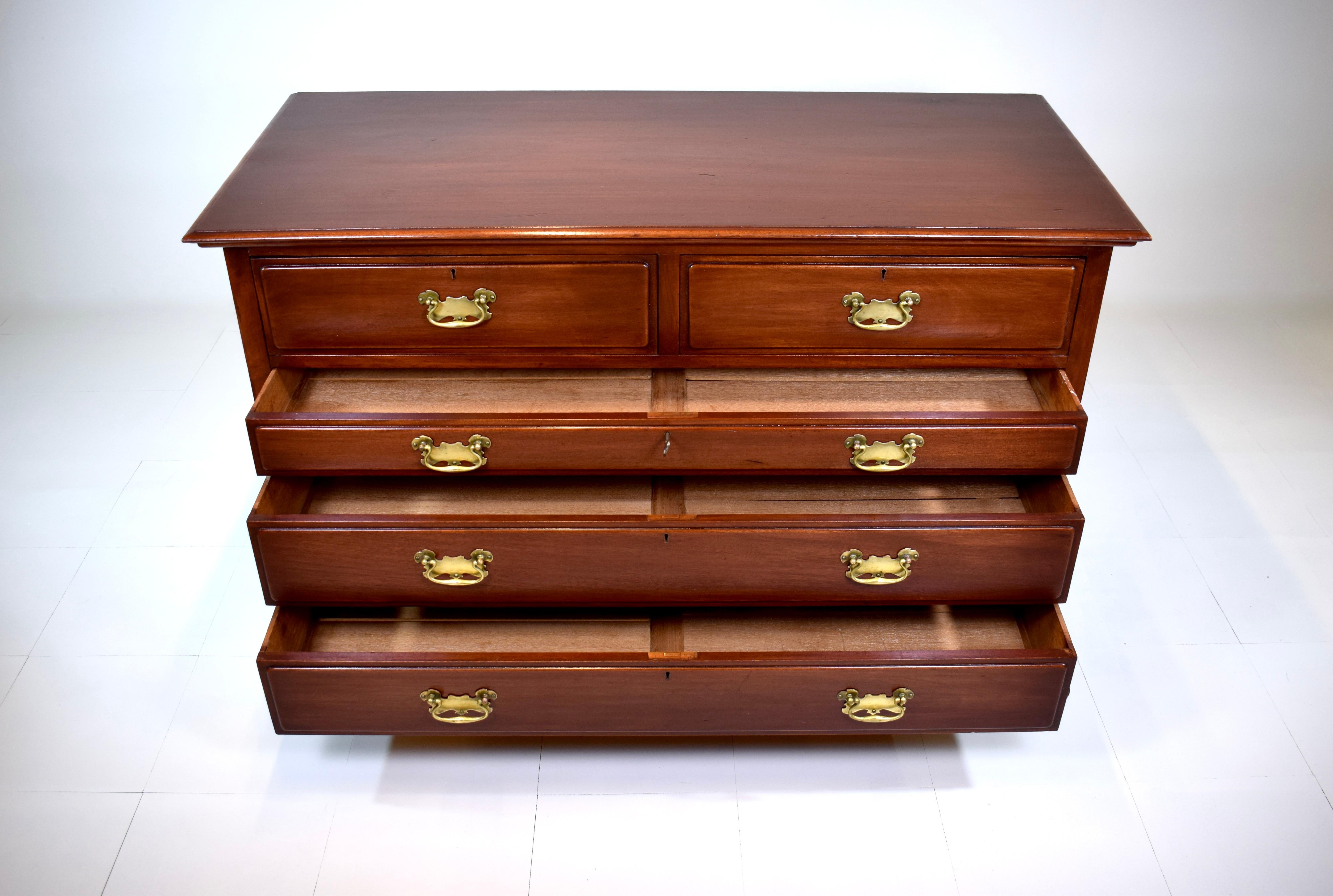 Brass Early 20th Century Solid Mahogany Chippendale Dresser For Sale